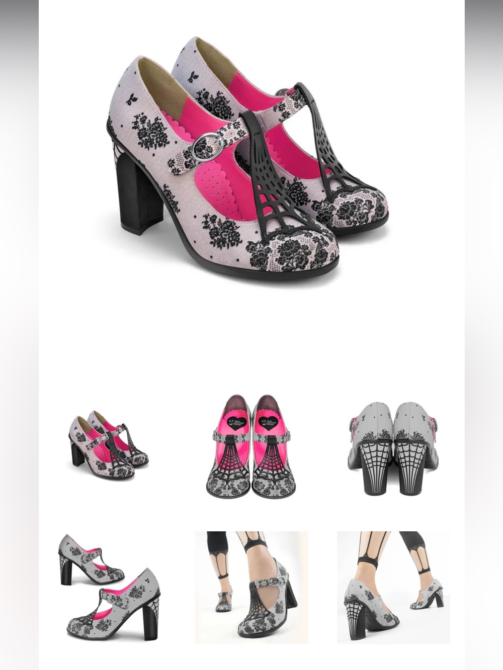 Hot chocolate design Mary Jane High Heel,  floral, Spider web, New, size 36